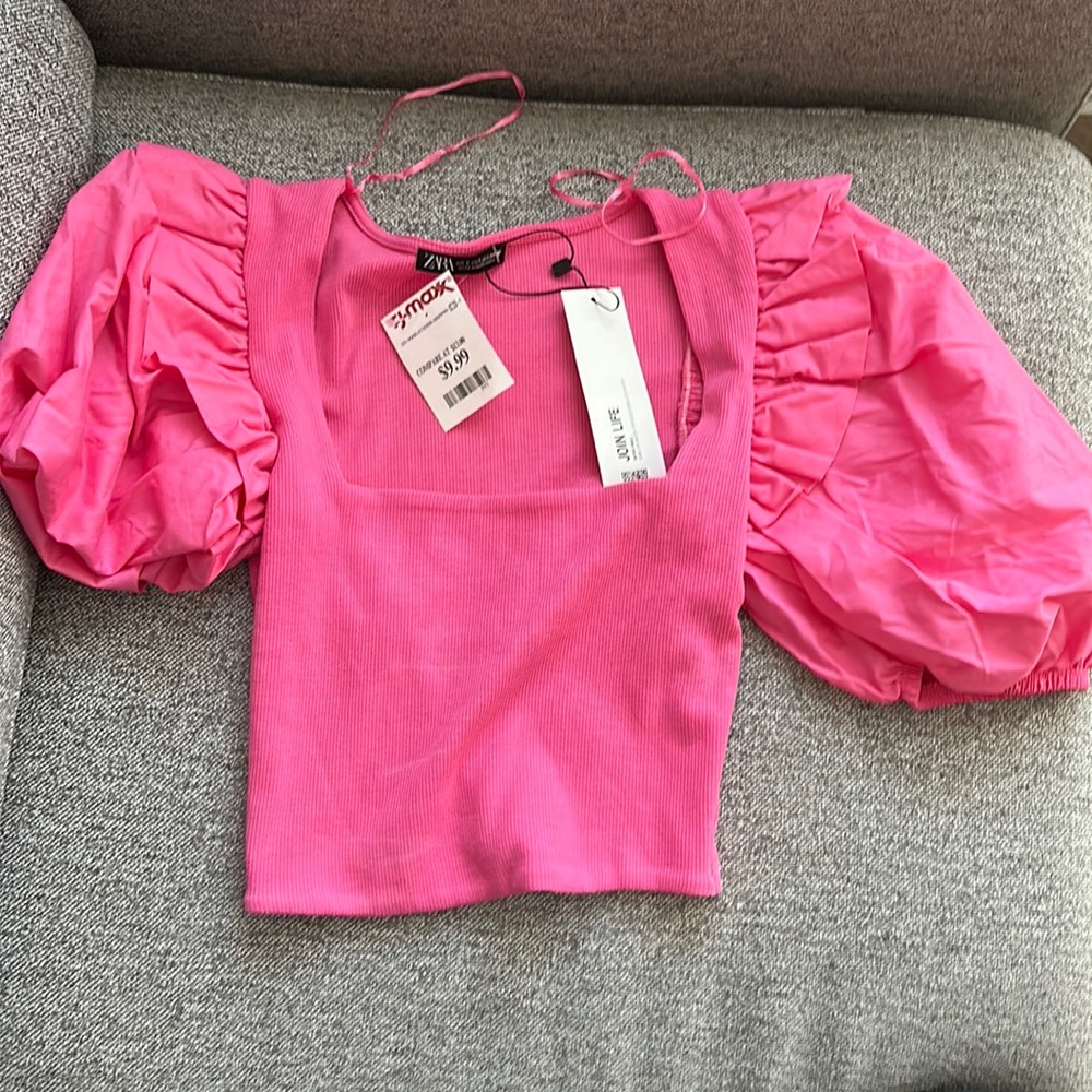 Zara pink crop top NWT